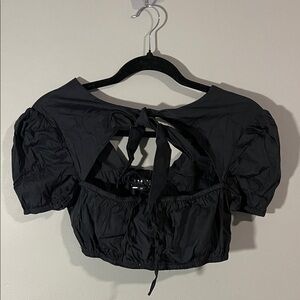 I AM GIA Black Tie-Back Crop Top